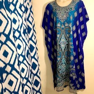 Teal and cobalt blue paisley Kaftan